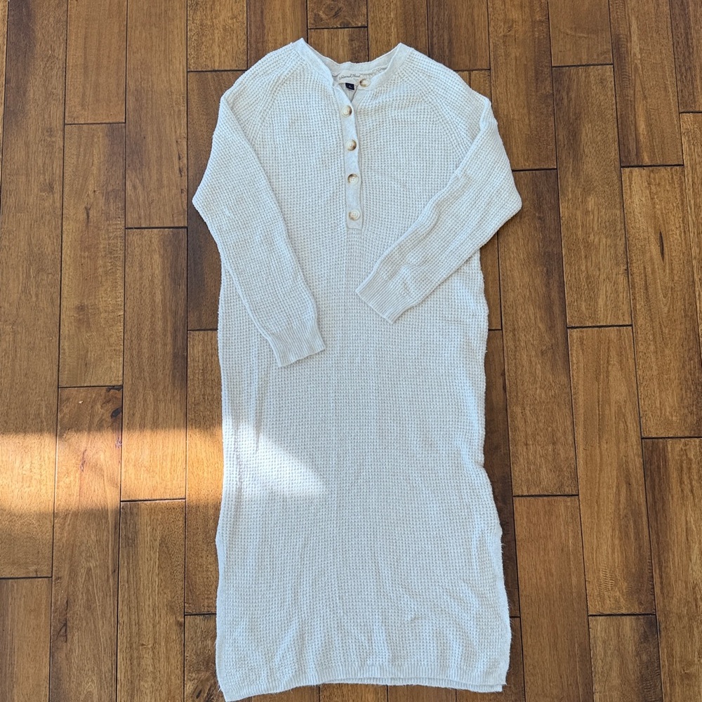 Universal Thread Cream Knit Button Dress